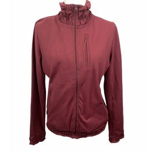 Prana Athletic Jacket Large Burgundy Red Zip Up Workout Lounge
